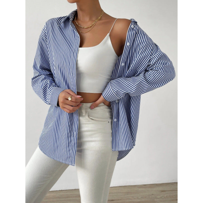 Damen Oversize Hemd mit feinen Streifen Drune