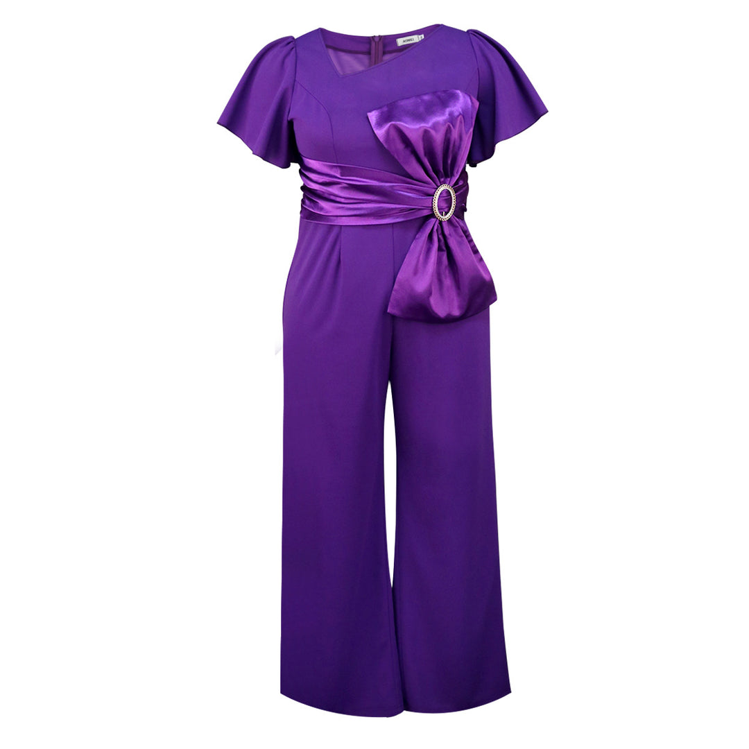 Damen Eleganter Jumpsuit mit asymmetrischem Design und eleganter Schleifenapplikation Drune