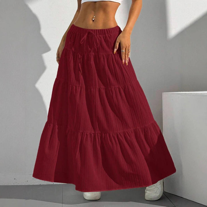 Damen Maxirock mit voluminösen Rüschendetails und elastischem Taillenzug Drune