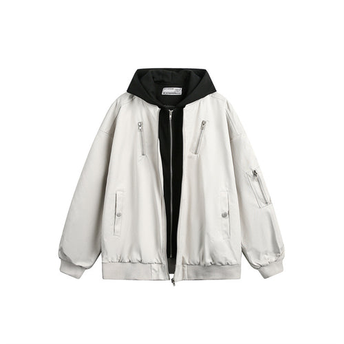 Unisex Boxy Bomberjacke mit integriertem Kapuzenlayer und multifunktionalen Taschen Drune