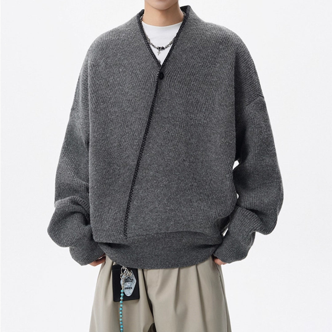 Herren Großer Strickpullover mit Knopfleiste Drune