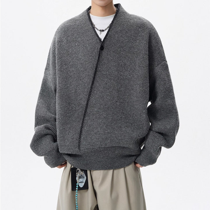 Herren Großer Strickpullover mit Knopfleiste Drune
