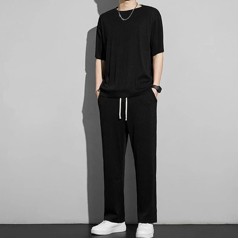 Herren Bequeme Freizeithose mit trendiger Streifenstruktur Drune