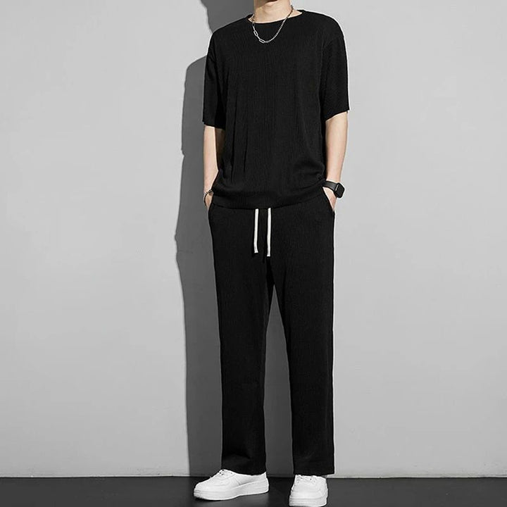 Herren Bequeme Freizeithose mit trendiger Streifenstruktur Drune