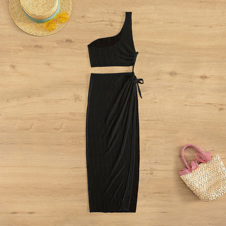 Damen Wickelkleid mit asymmetrischem Schnitt und elegantem Taillengürtel Drune