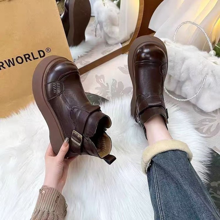 Damen Stilvolle Leder-Boots mit Kuschelfutter Drune