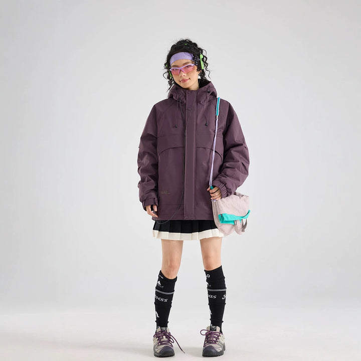 Damen Wasserfeste atmungsaktive Kapuzenjacke im technischen Oversize-Schnitt Drune