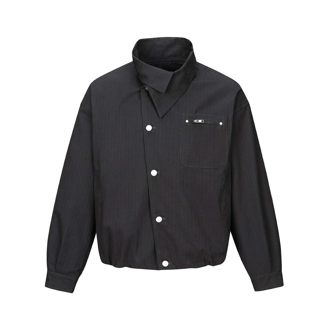 Herren Kurz geschnittener Canvas‑Blouson mit hohem Stehkragen und Druckknopfleiste Drune