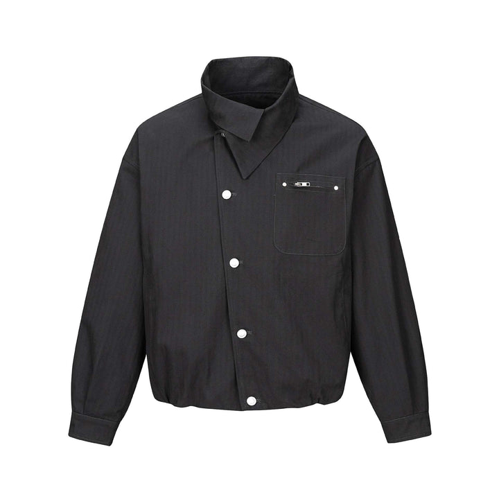 Herren Kurz geschnittener Canvas‑Blouson mit hohem Stehkragen und Druckknopfleiste Drune