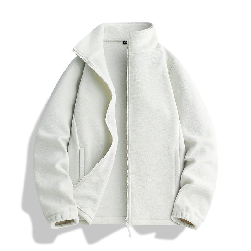 Unisex Fleecejacke mit Stehkragen, durchgehendem Reißverschluss und elastischen Bündchen Drune