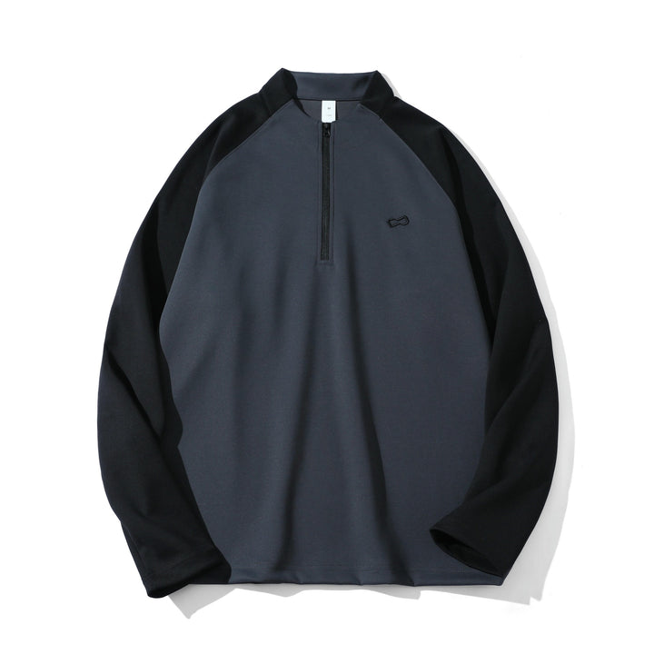 Unisex Funktions-Halbzip-Sweatshirt mit Troyerkragen, Raglanärmeln und minimalistischer Stickerei Drune