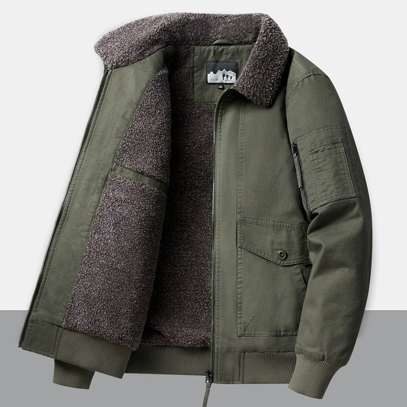 Herren Urbaner Utility-Jacke mit Teddyfellfutter Drune