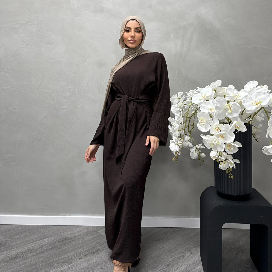 Damen Modisches Maxikleid aus fließendem Stoff mit weiten Ärmeln Drune