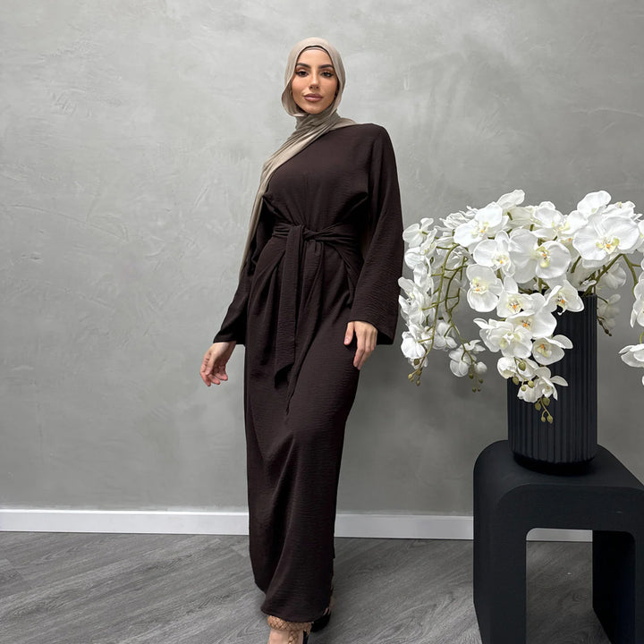 Damen Modisches Maxikleid aus fließendem Stoff mit weiten Ärmeln Drune