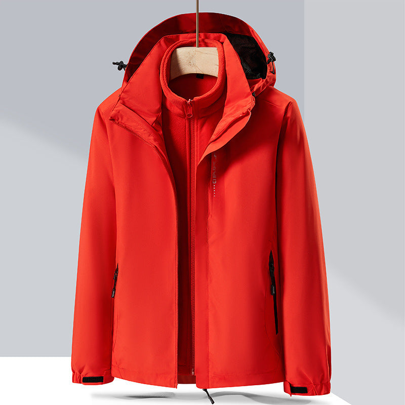Herren zweilagige Softshell-Regenjacke mit abnehmbarem Fleece‑Innenlayer und verstellbarer Kapuze Drune