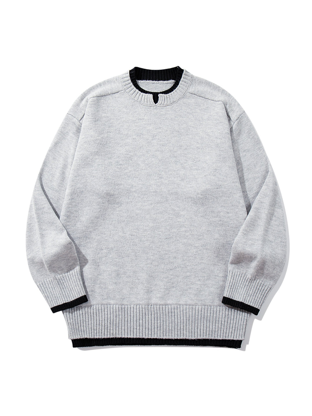 Damen Oversize‑Strickpullover mit kontrastiertem Rippkragen und verlängertem Bund Drune