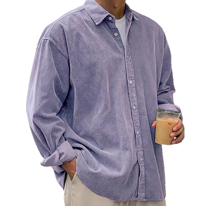 Herren Oversize Cord-Shirt aus feinem Cord mit durchgehendem Knopfverschluss und Kent-Kragen EB