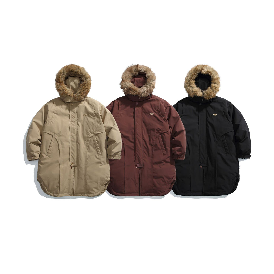 Herren Gefütterter Winterparka mit abnehmbarer Kunstfellkapuze Drune
