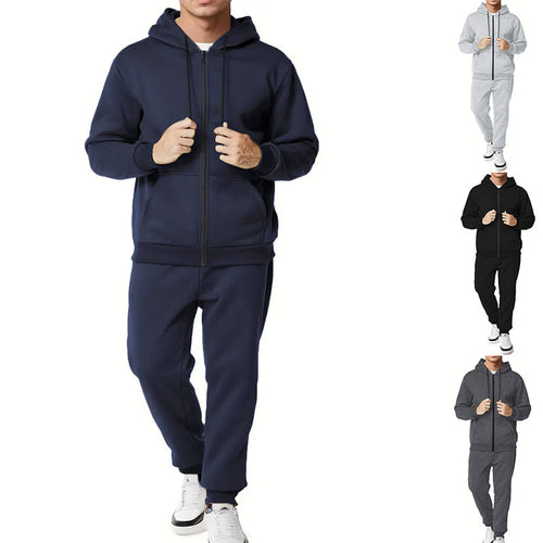 Herren Sportliches Komplett-Set mit Kapuzenjacke und Jogginghose Drune