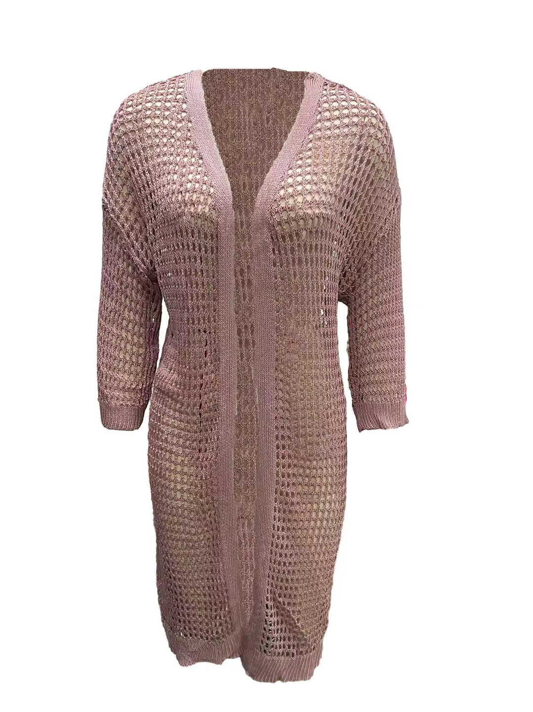 Damen Luftige Häkeljacke mit offenem Design und weiten Ärmeln Drune