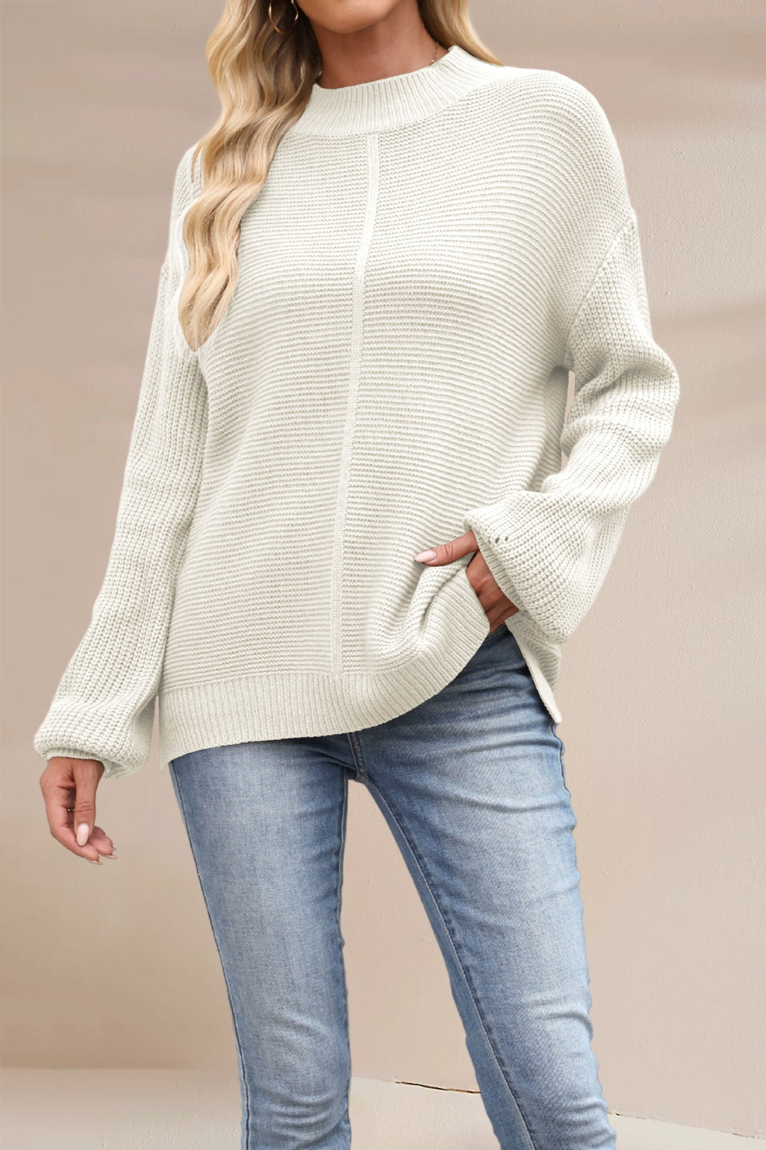 Damen Grobstrickpullover mit überschnittenen Schultern Drune
