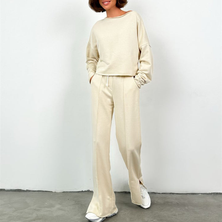 Damen lässiger Sweatshirt und weite Hose im entspannten Stil