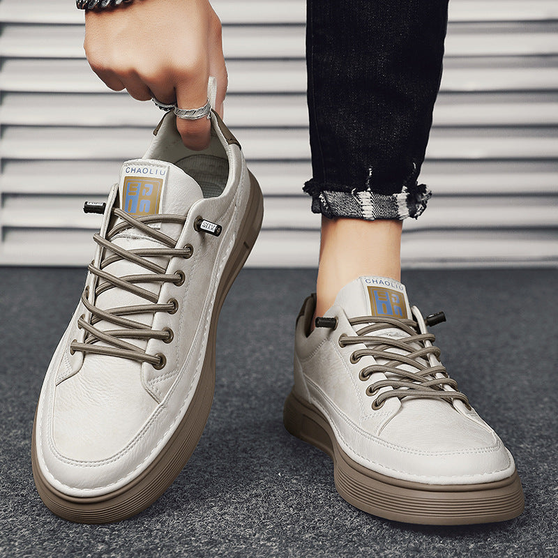 Herren Lederoptik-City-Sneaker mit gepolstertem Fersenkragen und langlebiger Plateau-Gummisohle Drune