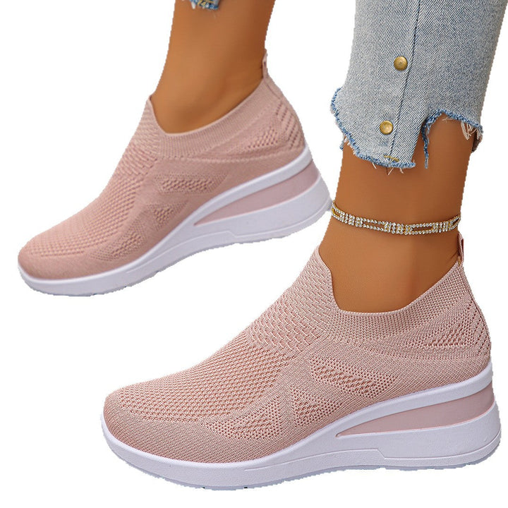 Damen Komfortable Wedge-Sneaker aus atmungsaktivem Strickmaterial Drune