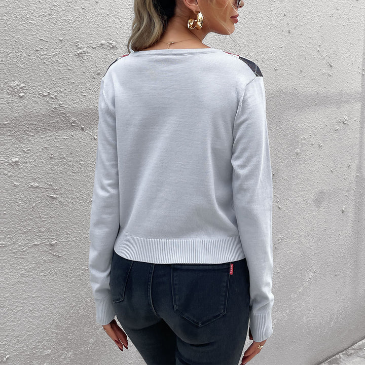 Damen Argyle-Cardigan mit tiefem V-Ausschnitt, feinem Feinstrick und Knopfleiste Drune