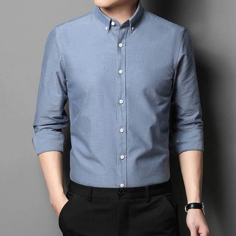 Herren Langarmhemd aus atmungsaktivem Baumwollmix mit modischem Button-Down Kragen Drune