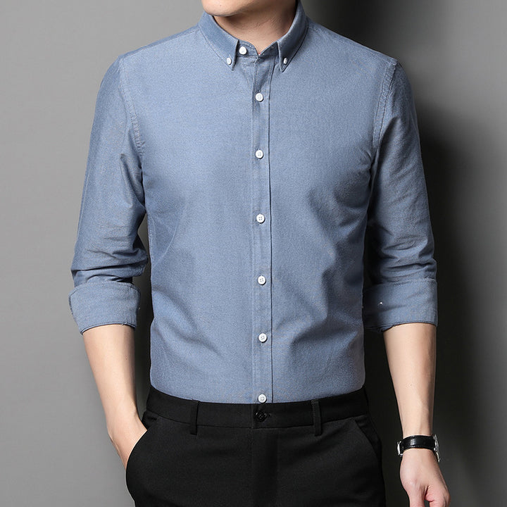 Herren Langarmhemd aus atmungsaktivem Baumwollmix mit modischem Button-Down Kragen Drune