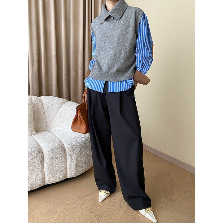 Damen multifunktionale Strickweste mit modischem Kragen Drune