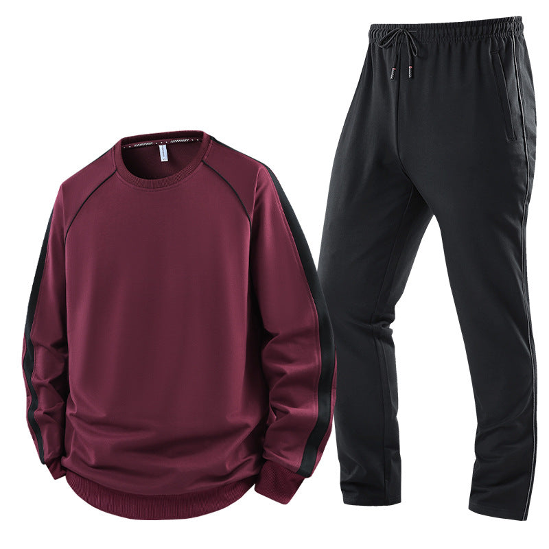 Herren Sportliches Trainingsanzug-Set aus French-Terry mit seitlichen Kontraststreifen, Rundhalsausschnitt & tapered Jogginghose Drune