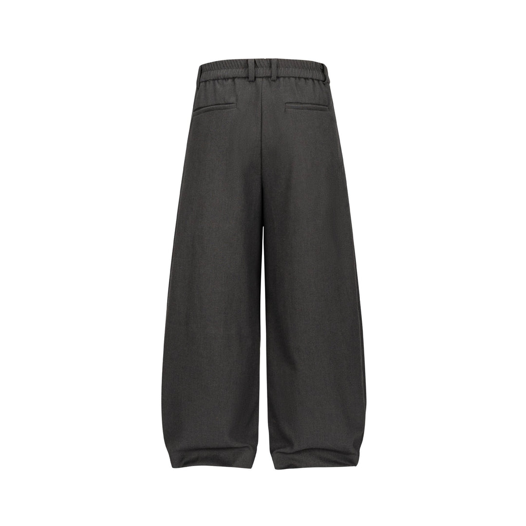 Damen Weite Plissee-Hose mit hoher Taille und elastischem Rückbund Drune