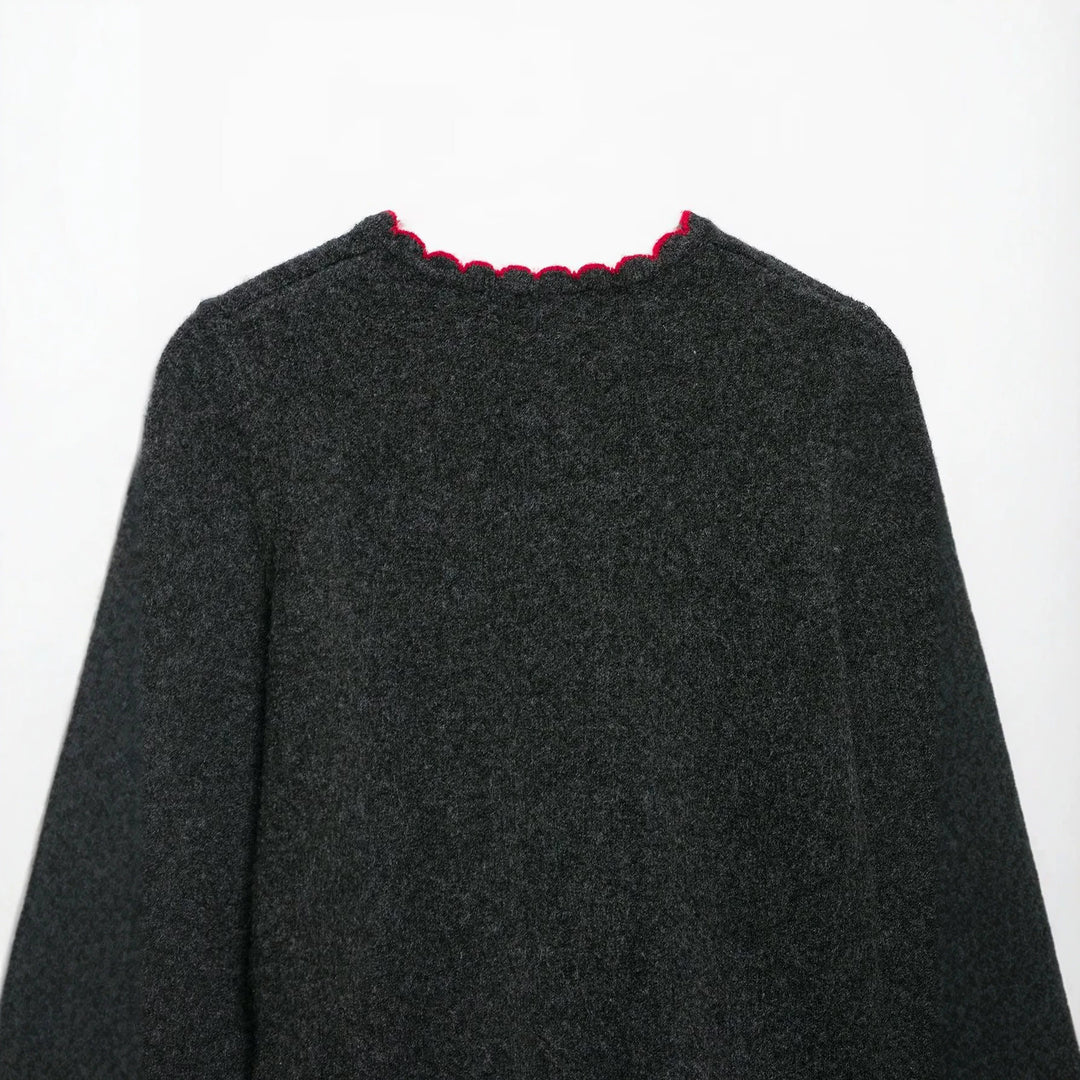Damen Feinstrick-Cardigan mit Muschelkante und Perlmuttknöpfen Drune