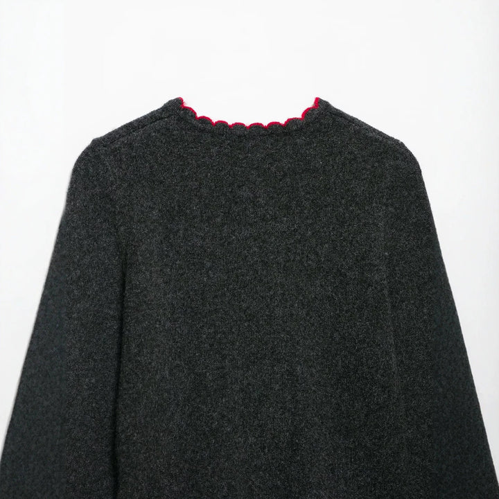 Damen Feinstrick-Cardigan mit Muschelkante und Perlmuttknöpfen Drune
