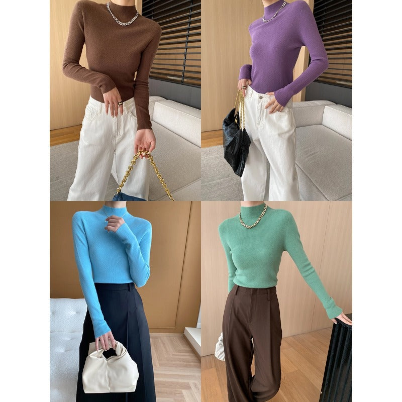 Damen Feinstrickpullover mit hohem Kragen und eleganter Passform Drune