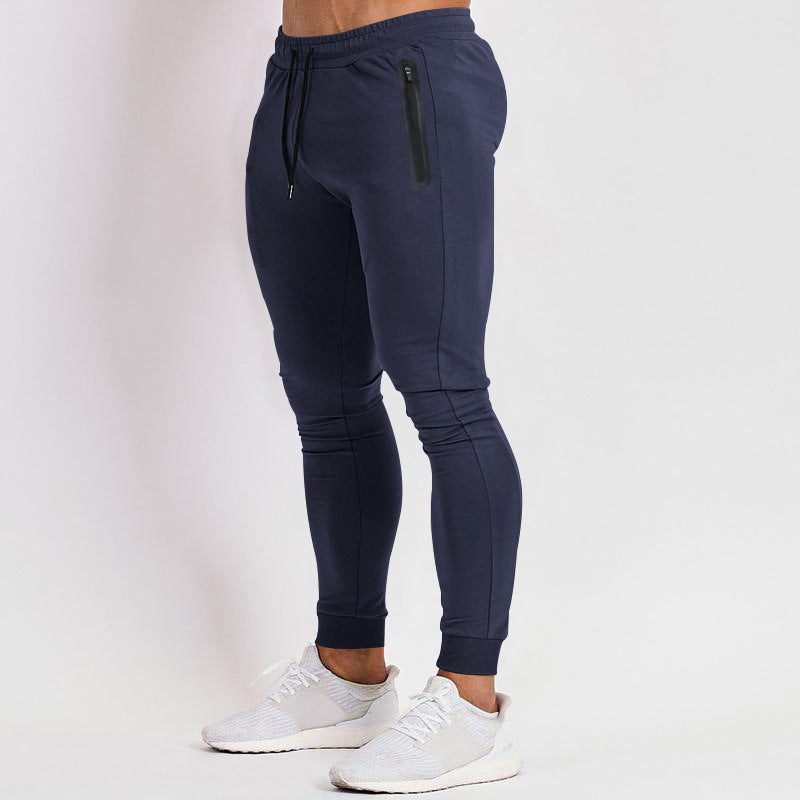 Herren schmal geschnittene Jogginghose mit Reißverschlusstaschen und Kordelzug Drune