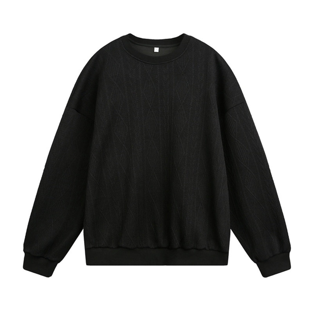 Unisex Oversize Kabelstrick-Sweatshirt mit feiner Zopfmusterstruktur Drune