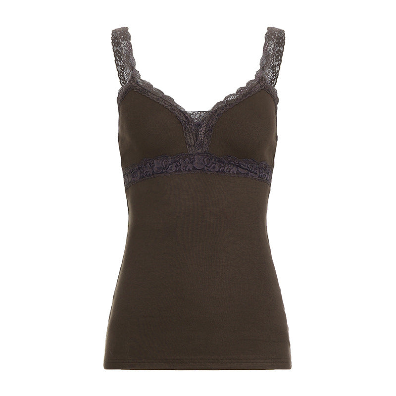 Damen Spitzenbody mit zarten Trägern und romantischen Rüschendetails Drune