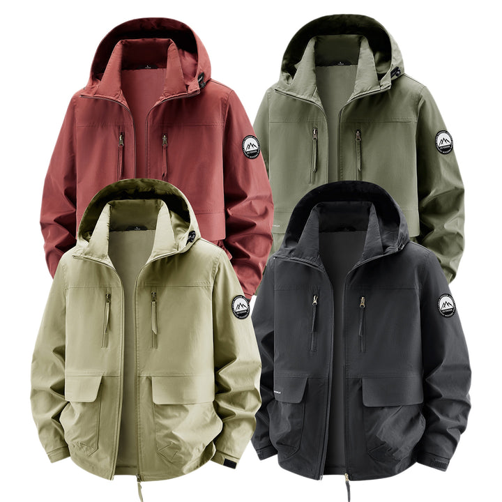 Herren Technische Kapuzen-Fieldjacke mit wasserabweisender Membran und Mehrfachtaschen Drune