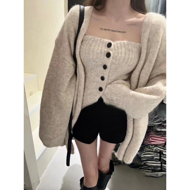Damen Strickjacke mit Knopfdetail und weitem Schnitt Drune