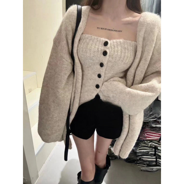 Damen Strickjacke mit Knopfdetail und weitem Schnitt Drune