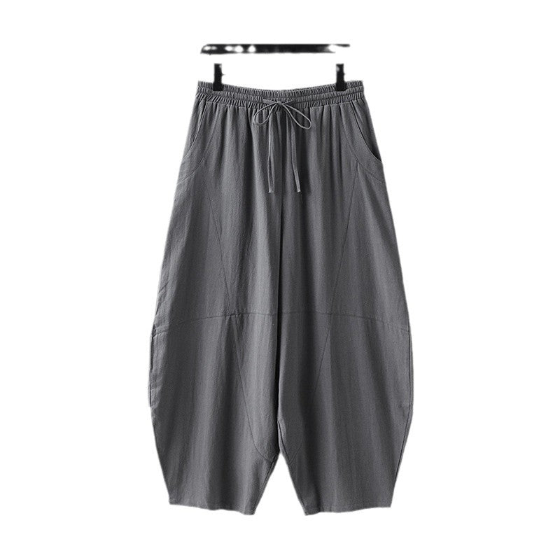 Damen weite Haremshose aus leichtem Satin mit Tunnelzug und seitlichen Taschen Drune