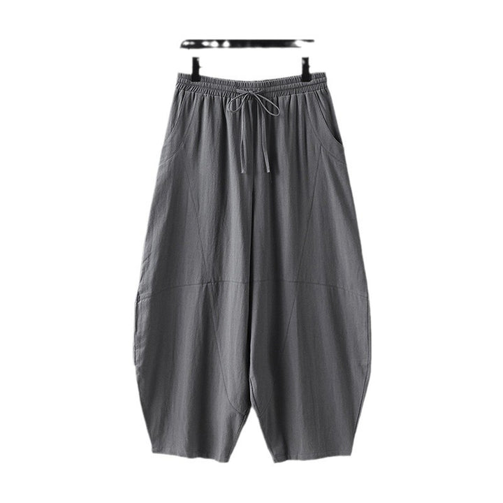 Damen weite Haremshose aus leichtem Satin mit Tunnelzug und seitlichen Taschen Drune