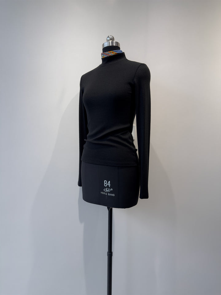 Damen Mock Neck Langarmshirt Drune
