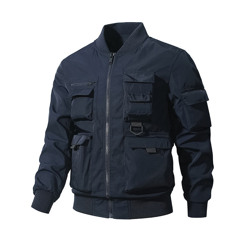 Herren Taktische Bomberjacke im Field‑Look mit modularen Außenfächern und elastischem Saum Drune