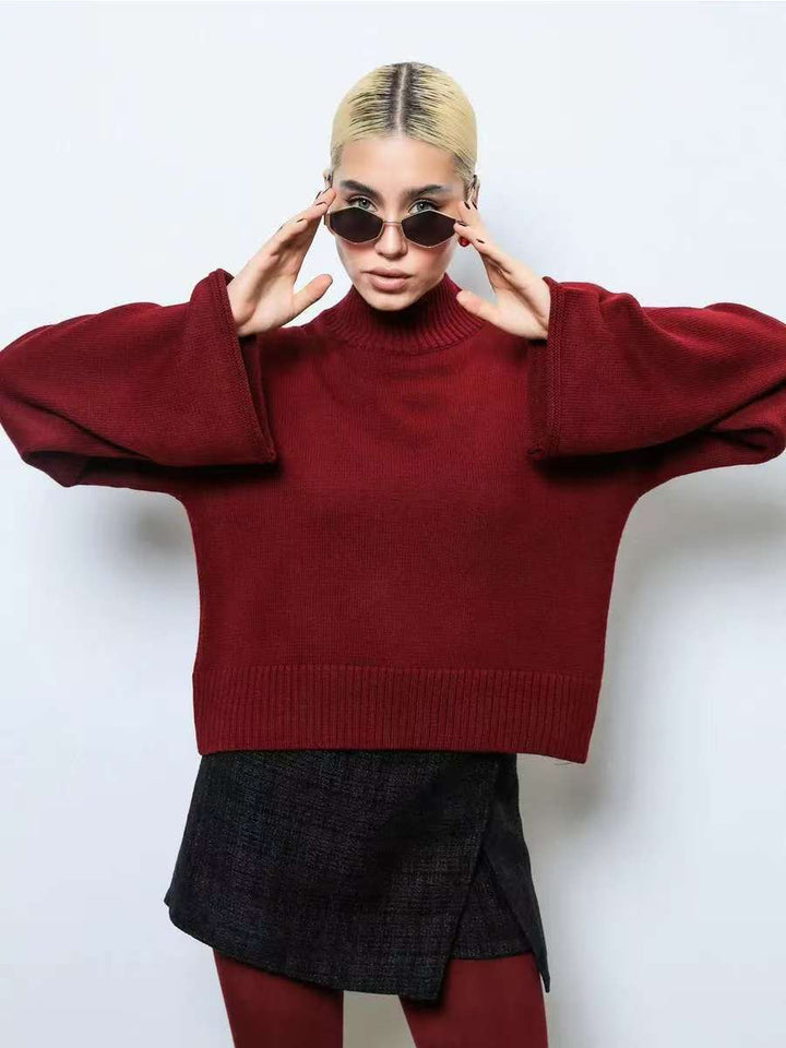 Damen oversized Strickpullover mit weitem Schnitt und besonderen Ärmeln Drune