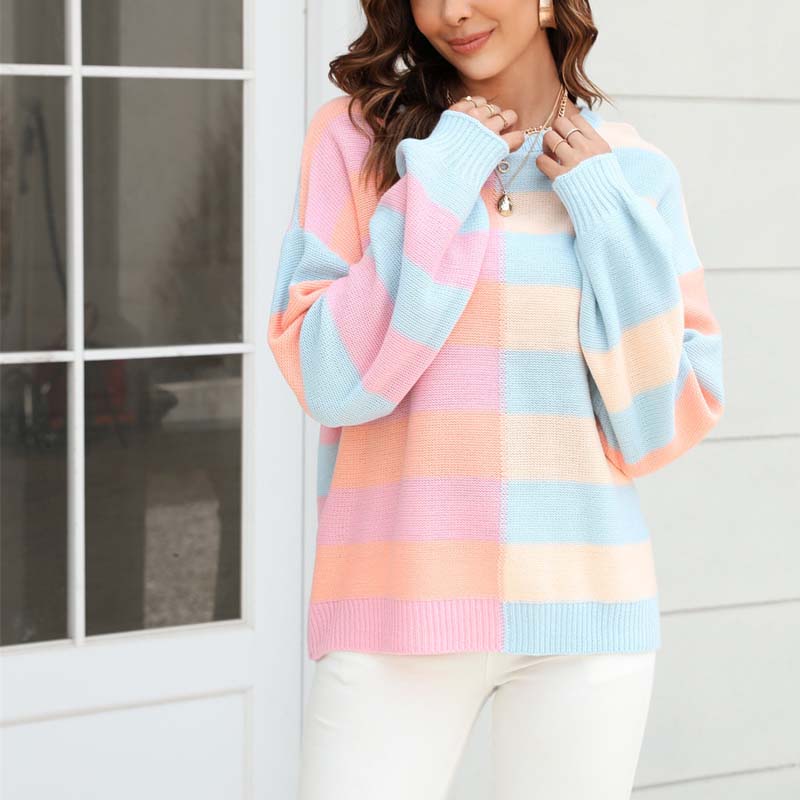 Drune | Farbiger Gestreifter Strickpullover Mit Stil