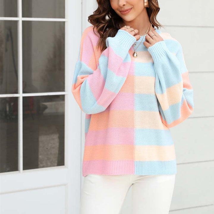 Drune | Farbiger Gestreifter Strickpullover Mit Stil